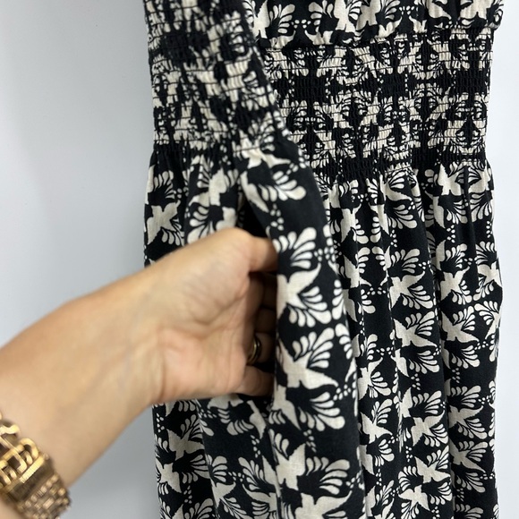 Universal Thread Black & Cream Ikat Sleeveless Smocked Waist Sundress Medium - Picture 5 of 11